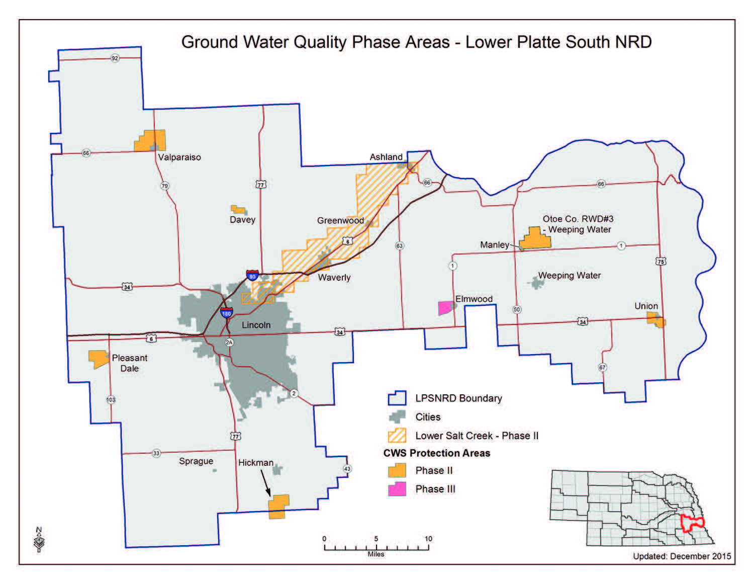 Ground Water Quality Phase Areas for LPSNRD