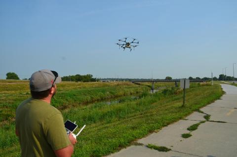 man flying a drone 