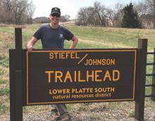 Trent in front of the Stiefel/Johnson Trailhead